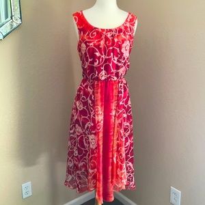 Floral Red, Orange Dress